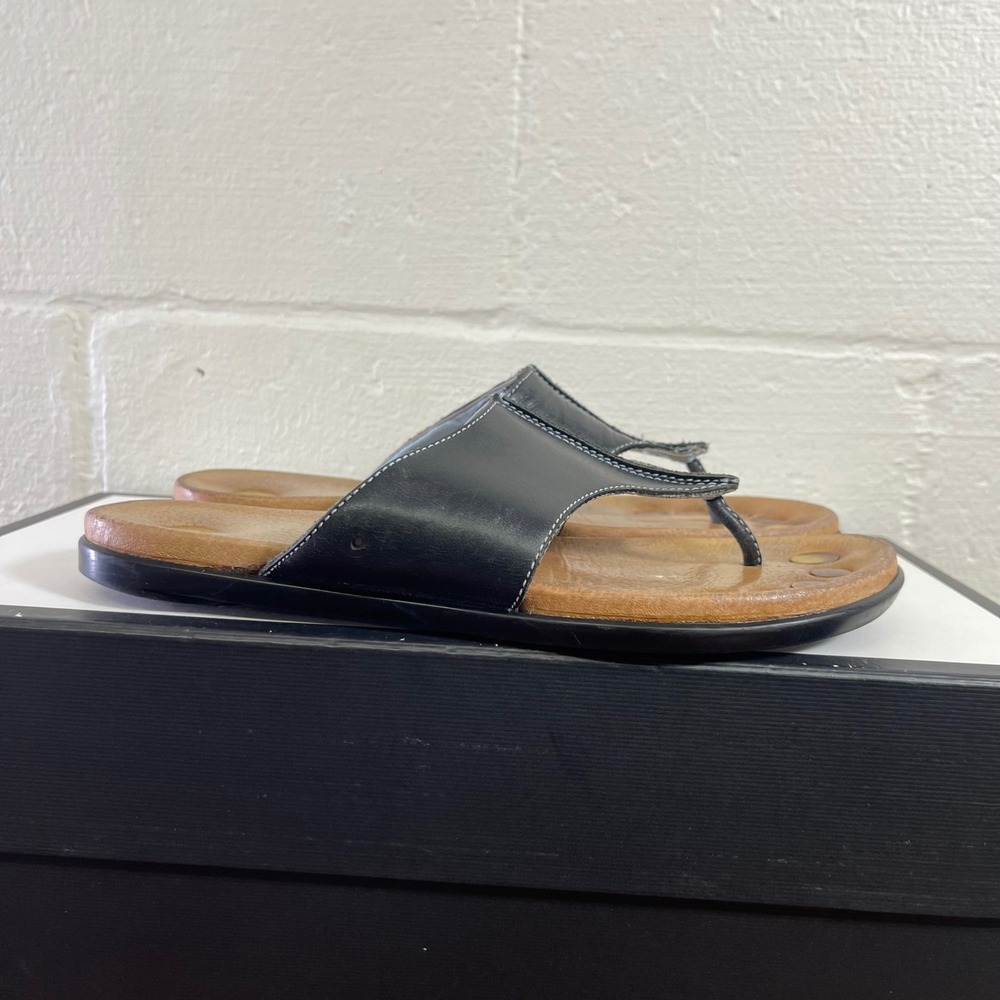 Juil Vista Grounding Black Leather Sandals Slip On Women's Size 7 US/4 UK